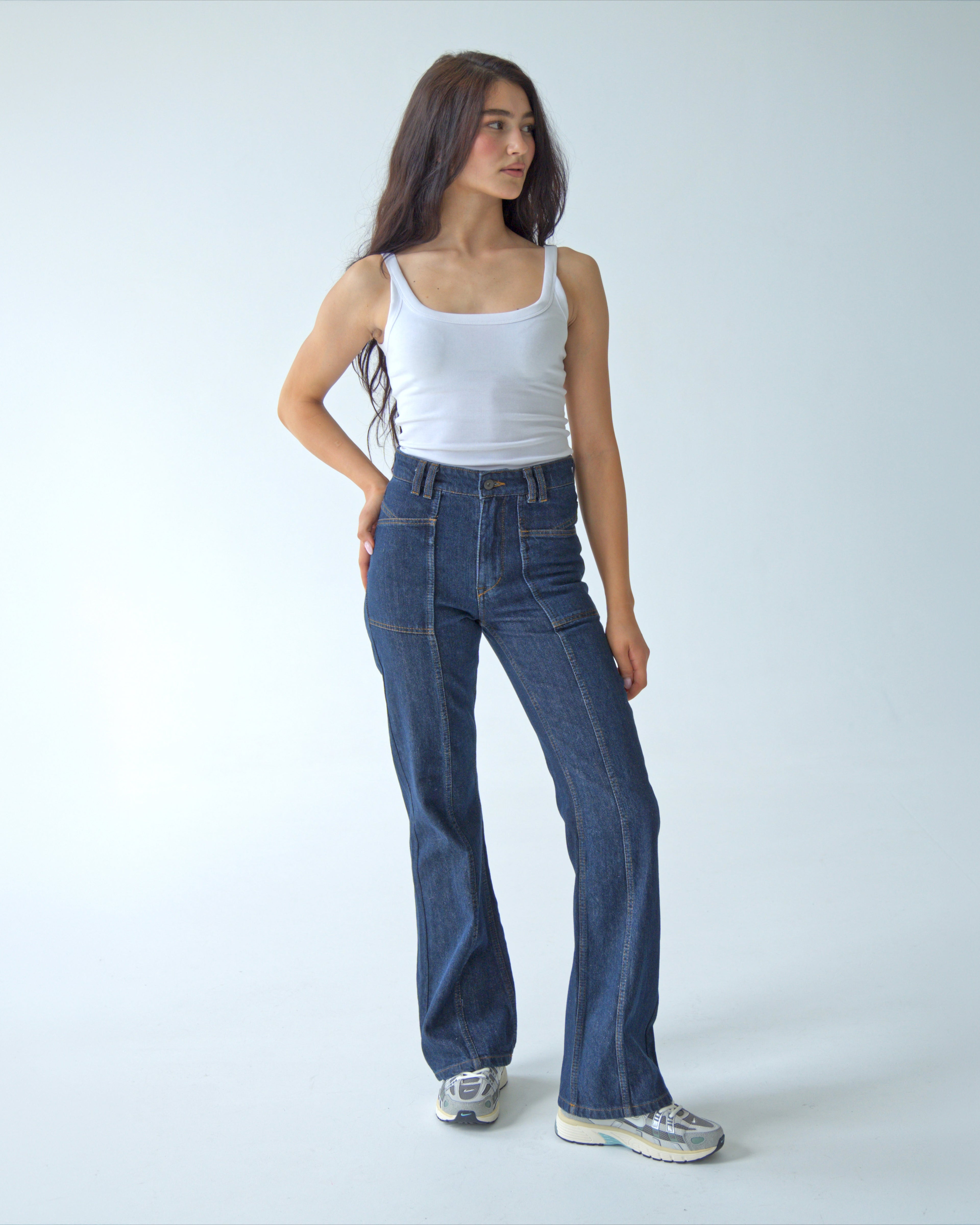 Womens Dark Blue Denim Pants