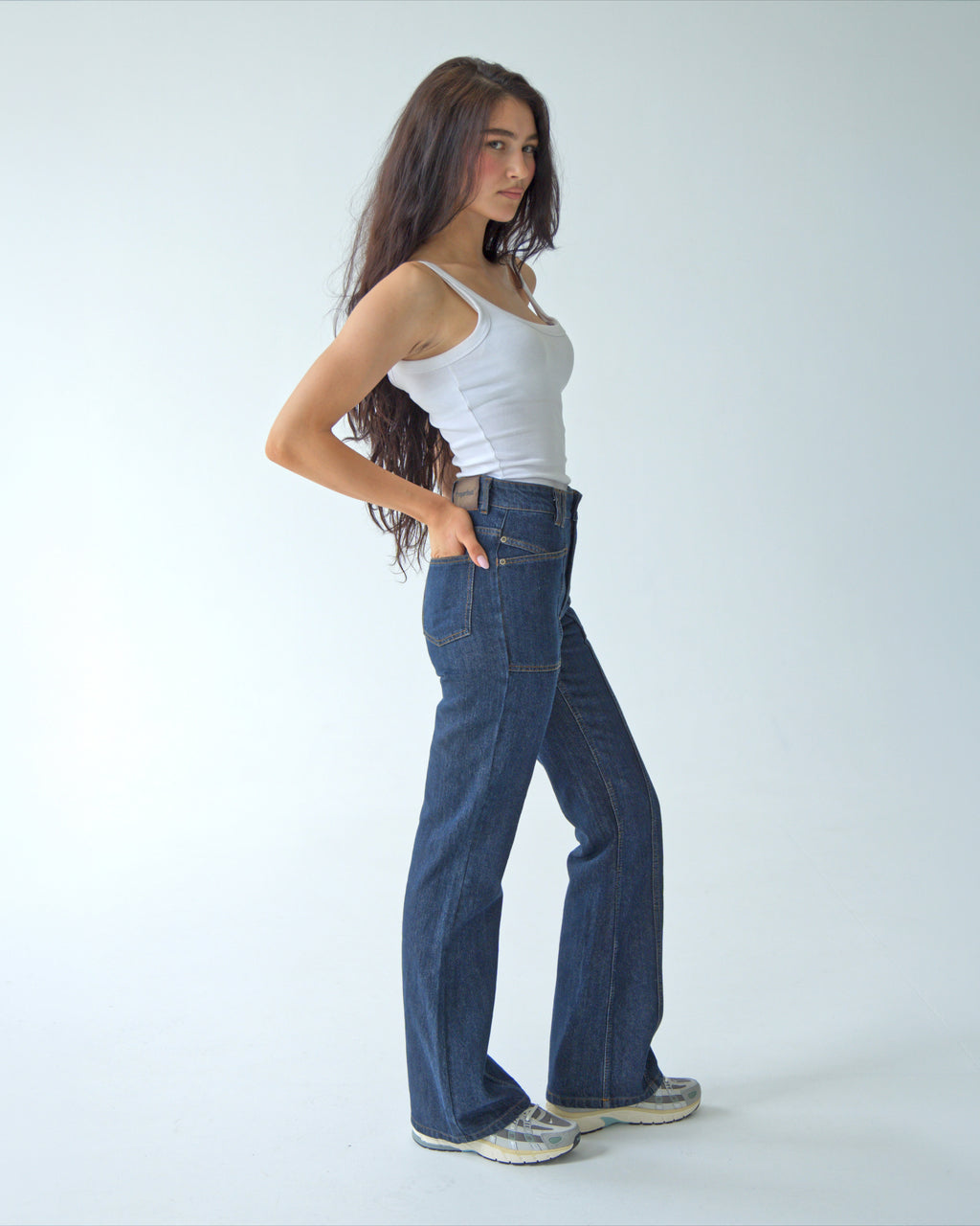 Womens Dark Blue Denim Pants
