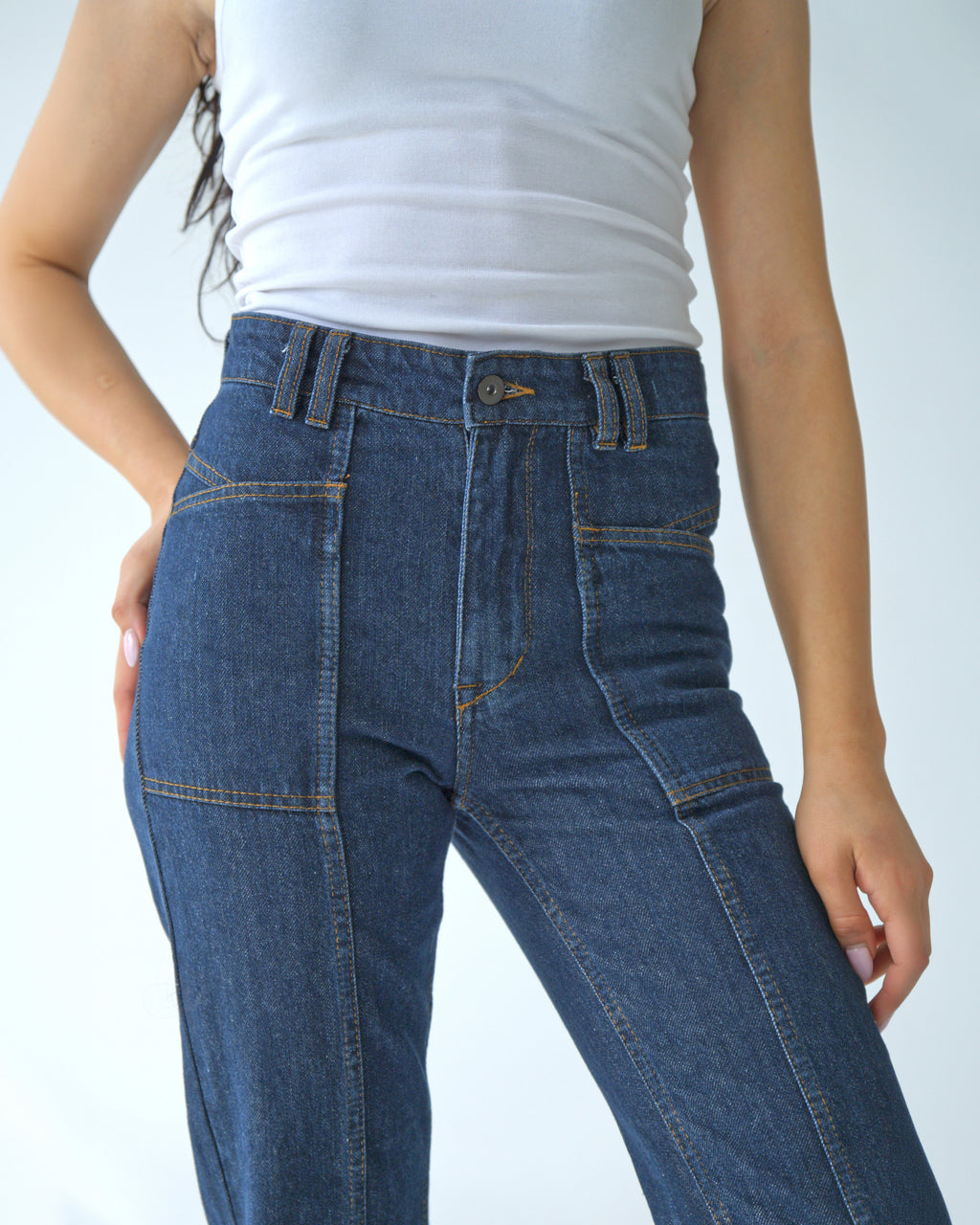 Womens Dark Blue Denim Pants