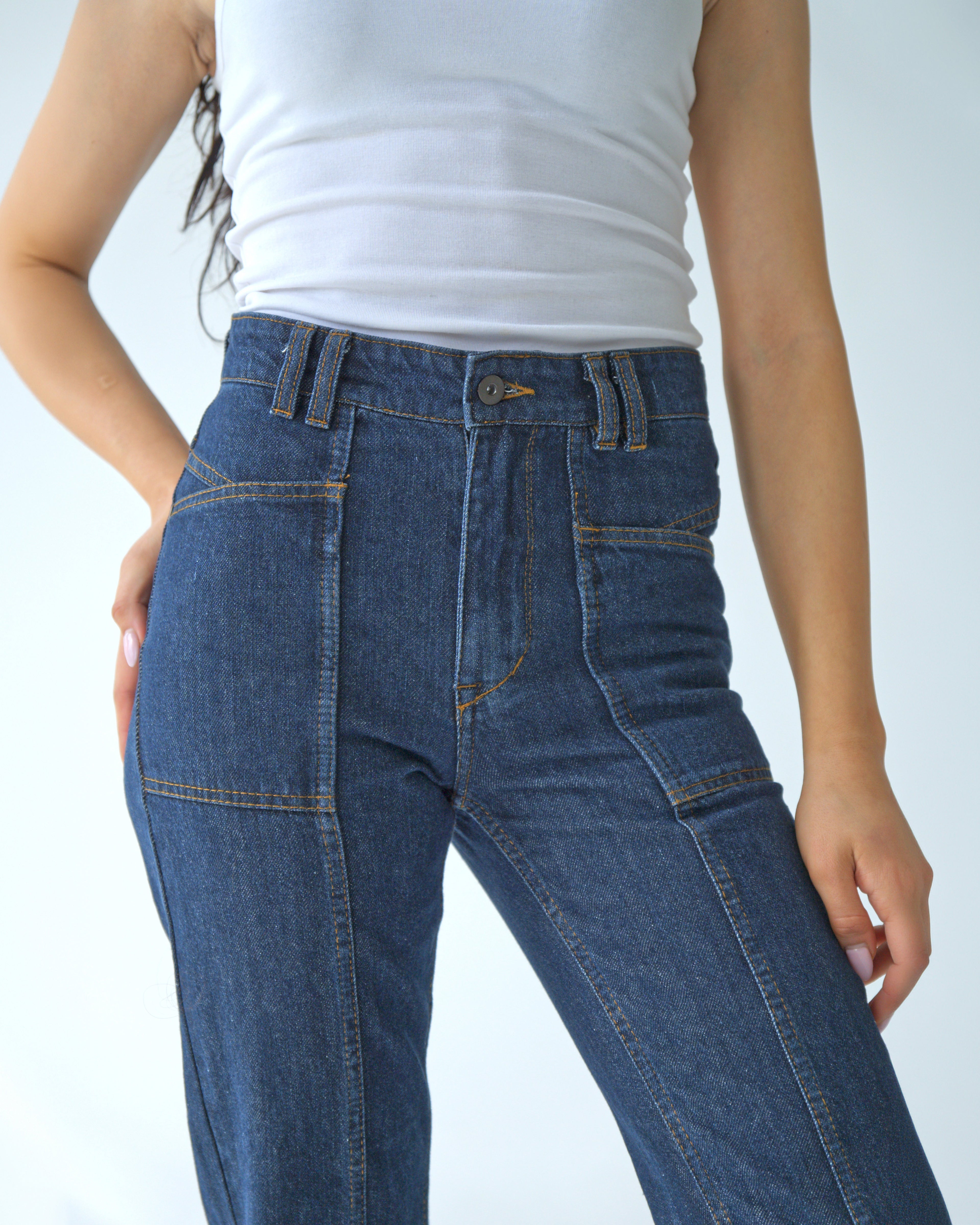Womens Dark Blue Denim Pants