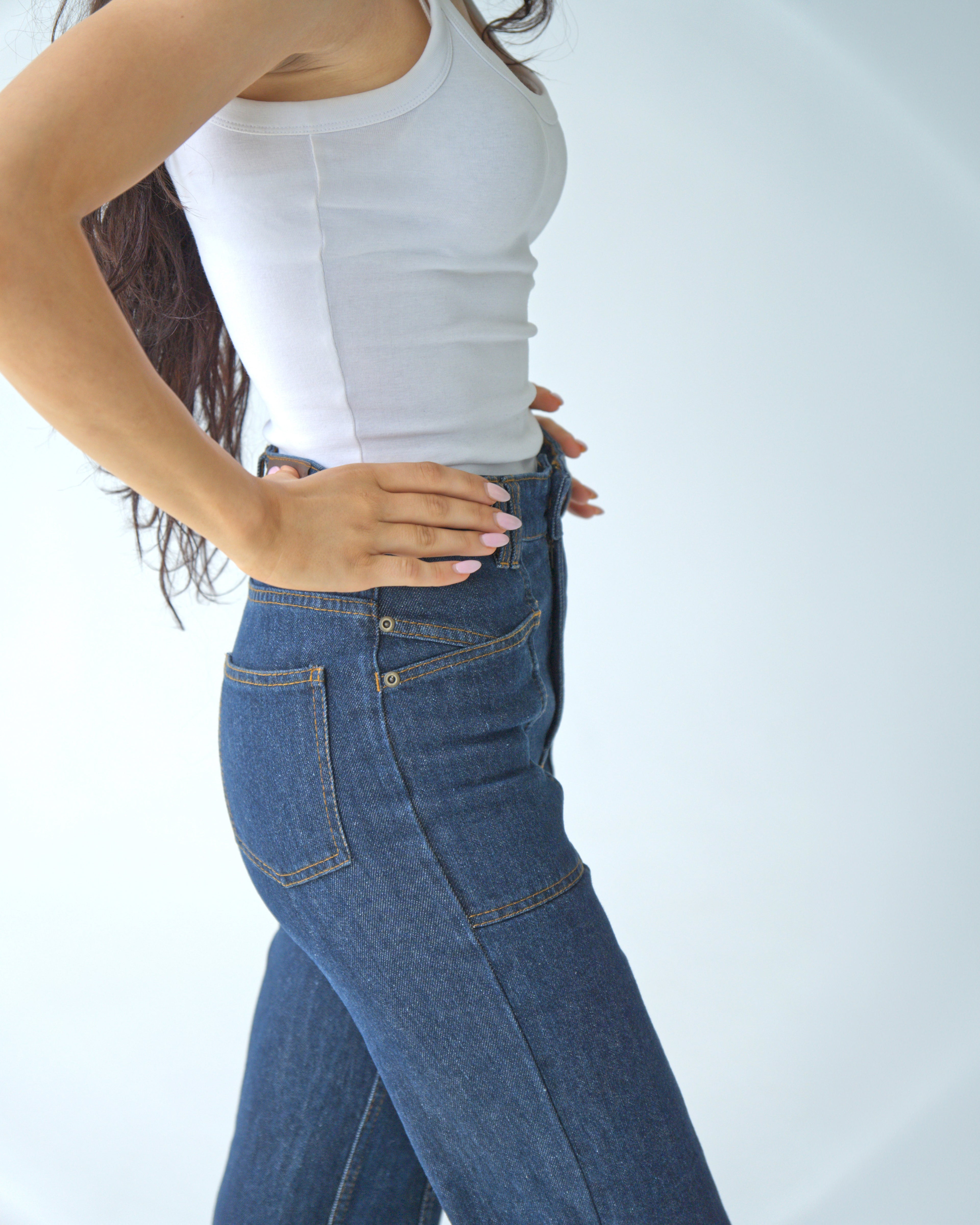 Womens Dark Blue Denim Pants