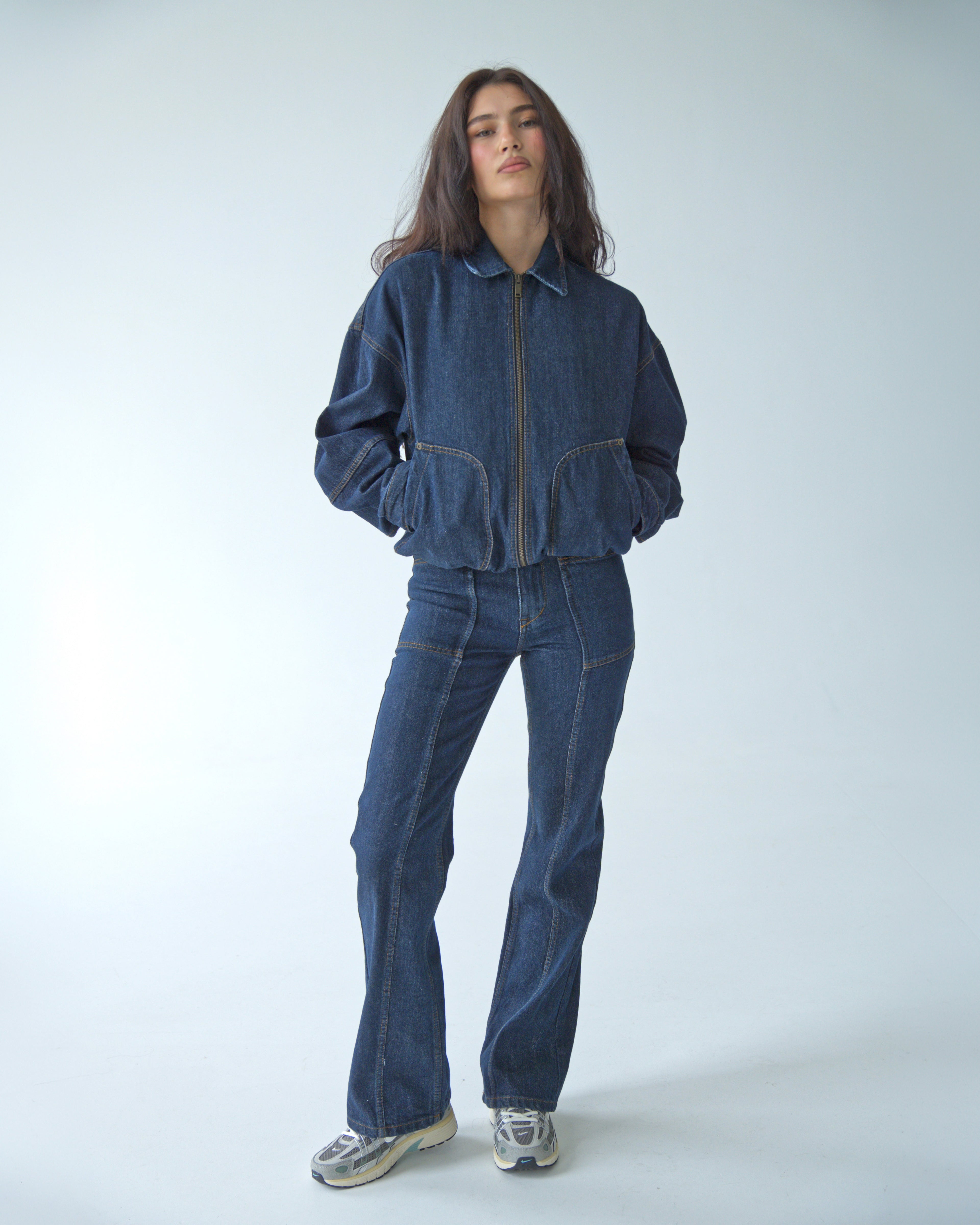 Womens Dark Blue Denim Pants